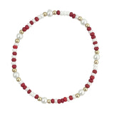 Red and white waterproof beaded game day bracelet.