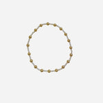 Mixed metal bracelet with gold filled beads and triple sterling silver bead pattern.