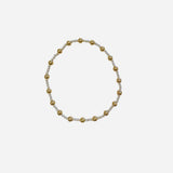 Mixed metal bracelet with gold filled beads and triple sterling silver bead pattern.