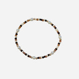 Gold filled bracelet with neutral brown sea sponge beads and pearl accents.
