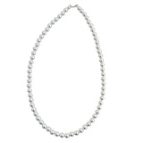 Waterproof 6mm silver beaded necklace with polished round beads.