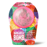 Pink Margarita Bath Bomb with silver topping and elderflower scent, includes hidden surprise.