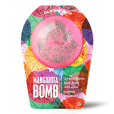 Pink Margarita Bath Bomb with silver topping and elderflower scent, includes hidden surprise.