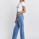 Mica Bow Rhinestone Embellished Denim Jeans