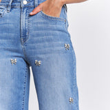 Mica Bow Rhinestone Embellished Denim Jeans