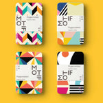 Geo Bright Motif sugarfree mint tin with colorful geometric design.