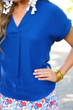 Whitney Navy Woven Blouse