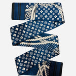 Double-sided navy scarf tie with versatile styling, soft fabric, and classic solid navy design