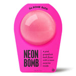 Neon pink bath bomb with pink grapefruit scent and hidden neon surprise inside.