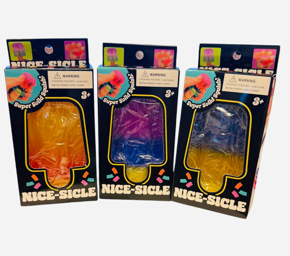Colorful three-tone popsicle squishy stress toy.