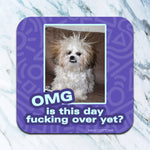 Funny dog coaster with OMG Is This Day F*cking Over Yet quote
