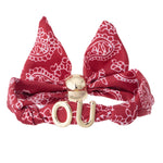 Oklahoma Sooners bandana slider bracelet with gold OU letter charms and adjustable fabric band.