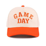 Orange Game Day baseball cap with raised embroidered lettering and adjustable buckle strap