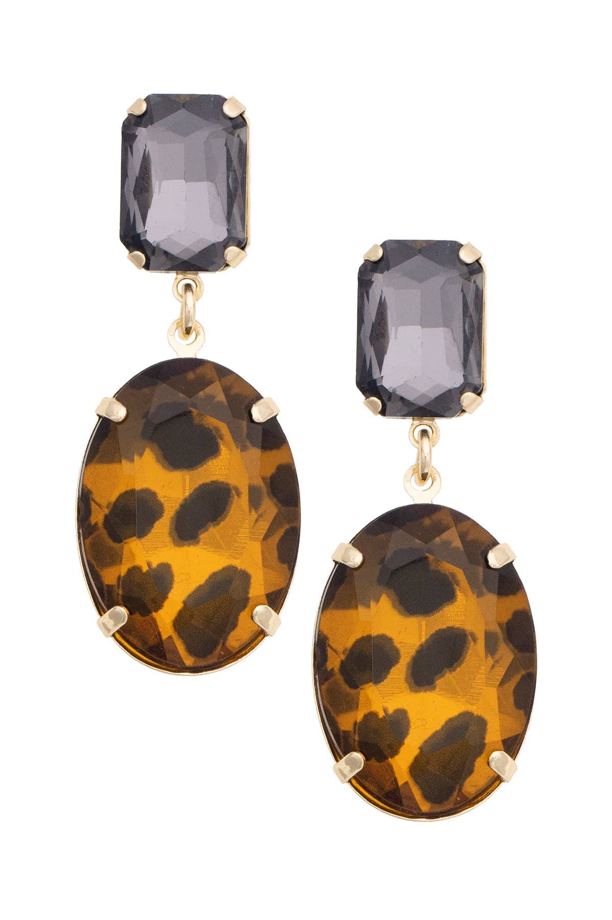 Black diamond crystal drop earrings with faceted light-catching stones.