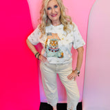 Patriotic tiger Statue of Liberty rhinestone collar tee