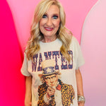 Cream patriotic graphic tee with Uncle Sam leopard jacket and rhinestone details