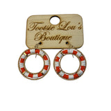 Orange Stripe Circle Earring
