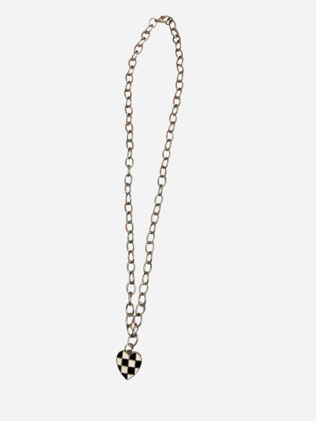 Black & White Checkered Heart Necklace
