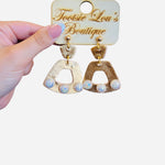 handmade clay gold and pearl earrings 