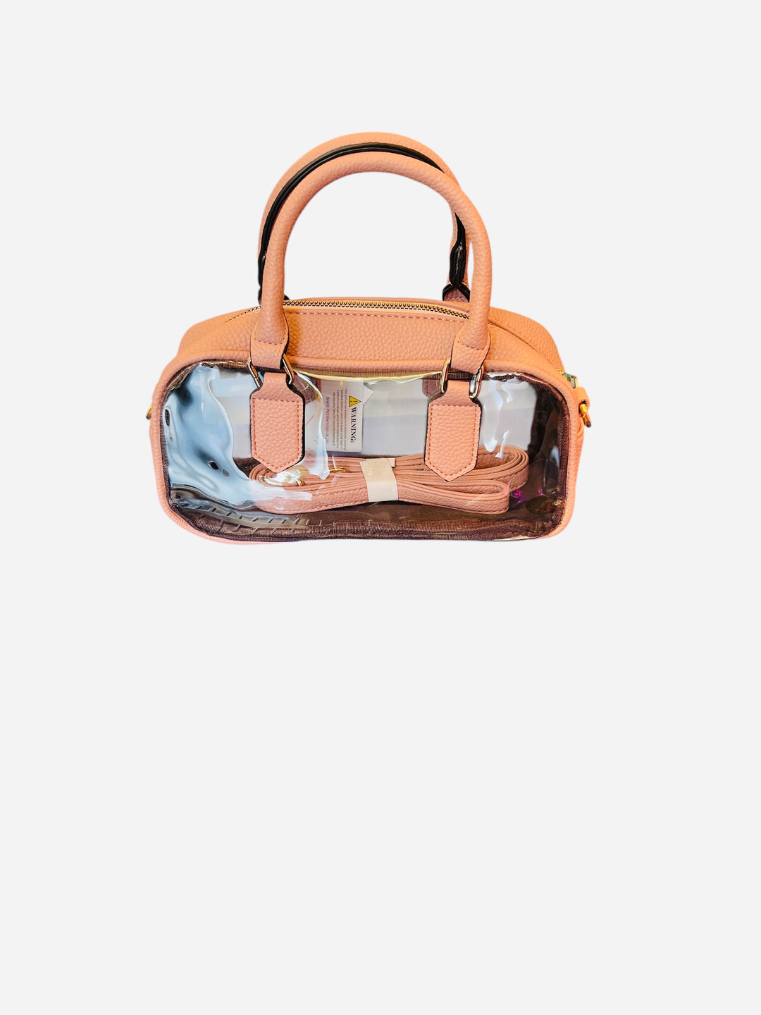 Pink Clear Plastic Top Handle Crossbody