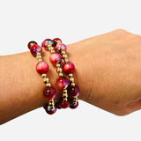 Burgundy Bracelet Set Water Resistant