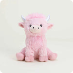 Pink Highland Cow Warmies plush with lavender scent, microwavable, and weighted for comfort.