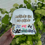 Canvas Mother Like No Other hat with quilted bill and embroidered design.