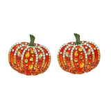 Pumpkin stud earrings with sparkling clear-to-orange gradient rhinestones.