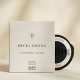 Pura Coconut Calm car refill with beachy coconut and vanilla fragrance.