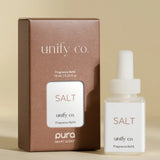 Pura Salt fragrance refill with warm citrus, clary sage, freesia, and softwood notes.