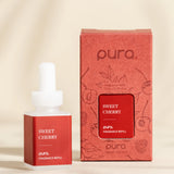 Pura Sweet Cherry fragrance refill with cherry, apple, pineapple, peach, and vanilla notes.