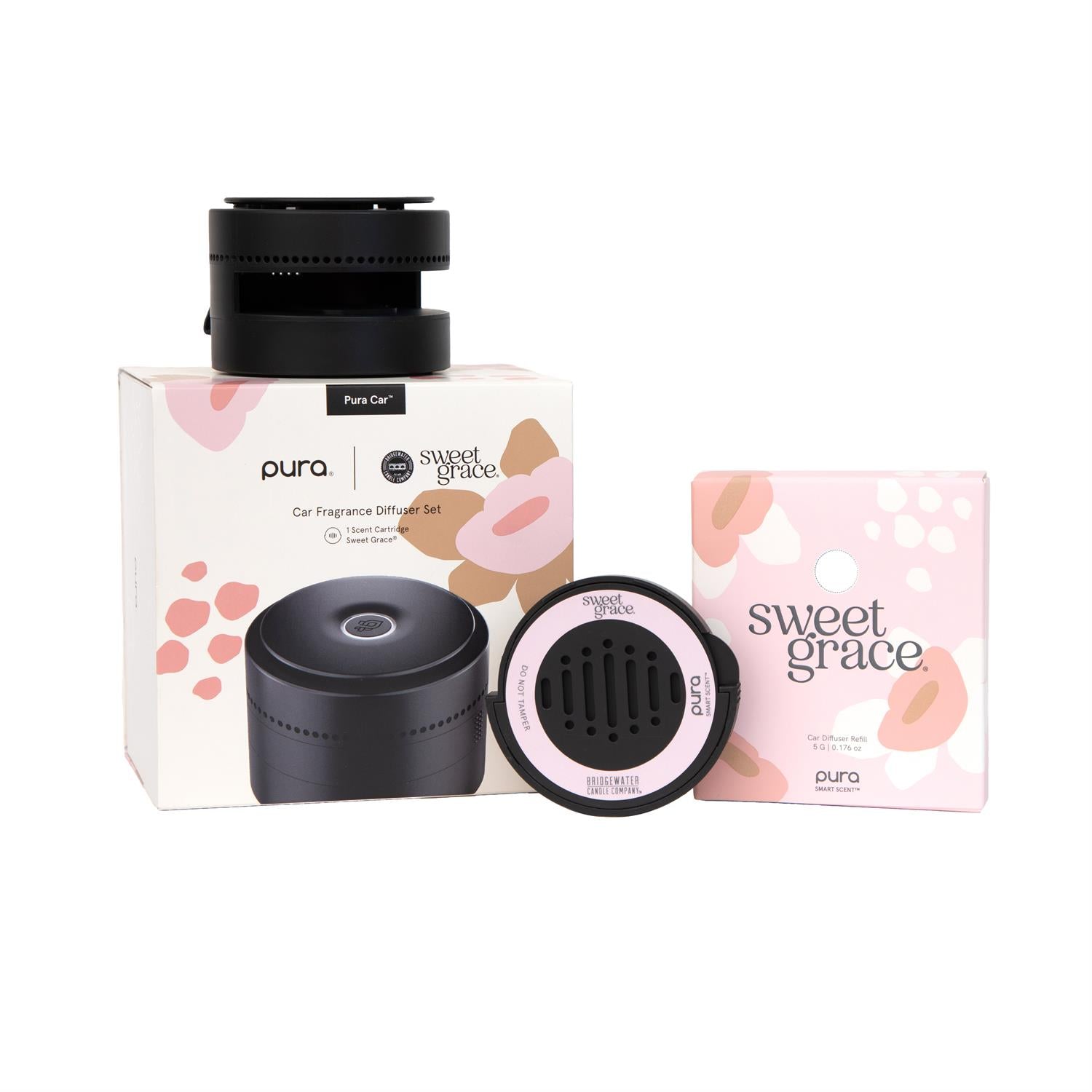 Pura Sweet Grace car fragrance diffuser with scent cartridge.