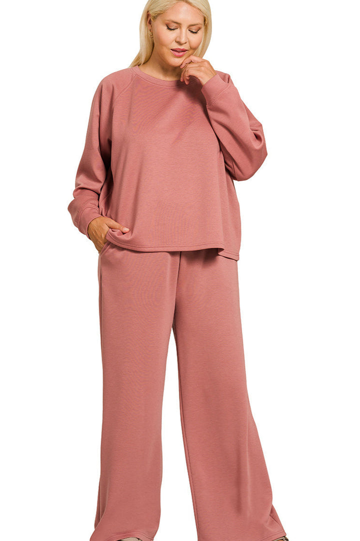 Winter Rose Scuba Crewneck Pullover Pants Set