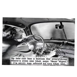 Vintage-style Rear Wiper greeting card with funny new car joke.