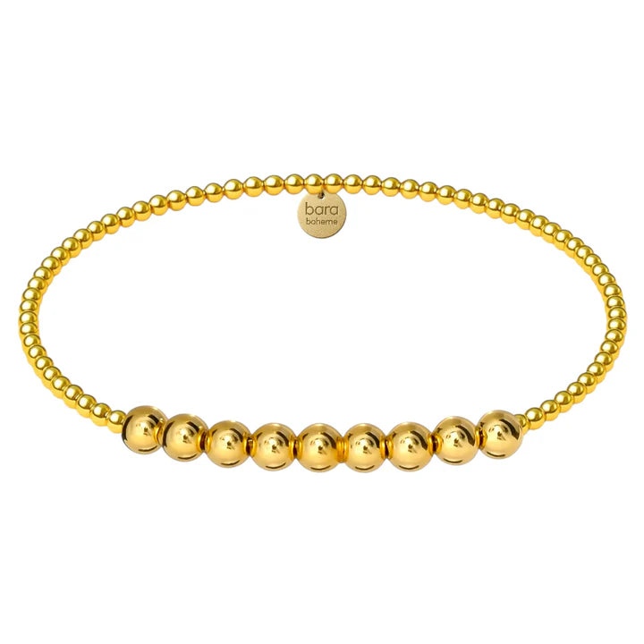 Bara Boheme elegant 14K gold filled beaded bracelet with mixed 2mm and 4mm beads.