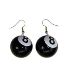Lightweight black 8 ball dangle earrings.