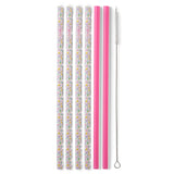Swig Confetti + Pink Reusable Straw Set