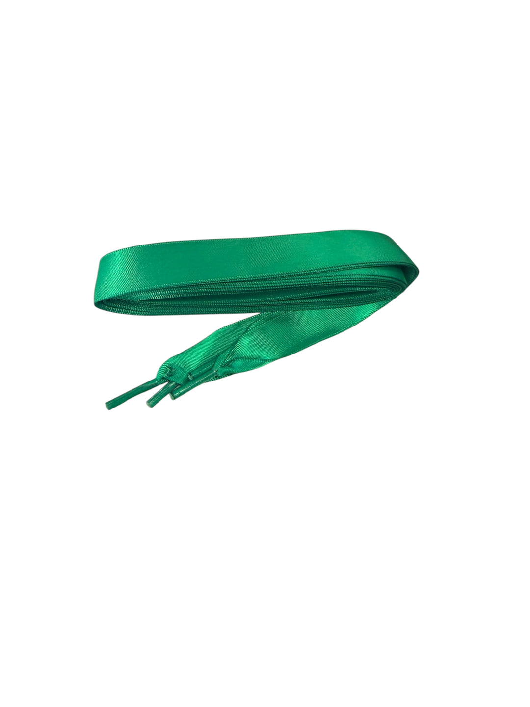Silk green shoelaces with glossy finish