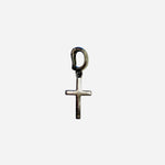 Silver cross scarf charm with polished finish and clasp closure