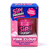 Cup-shaped Sip Squishy sensory fidget toys with colorful designs and sparkling holographic shred filling.