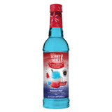 Sugar free Rocket Pop syrup bottle with cherry, lime, and blue raspberry flavors for zero calorie drinks.