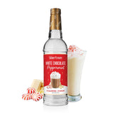 Skinny Mixes sugar free white chocolate peppermint syrup bottle with festive flavor.