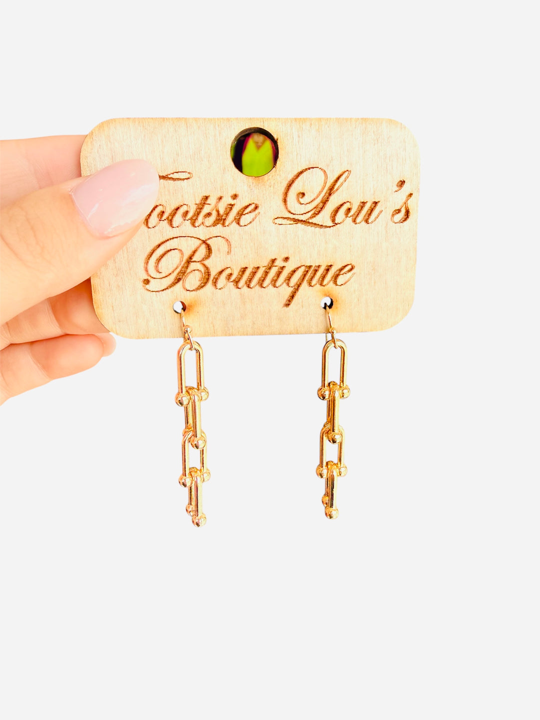 Small gold linked earrings with minimalist style and water-resistant finish for daily wear.