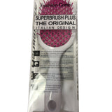 Fuchsia hairbrush with white handle and honeycomb vents for fast, gentle drying.