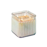 Sweet Grace Candle #042 in square iridescent clear glass vessel.