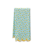Lemon and polka dot cotton tea towel on sky blue background decorative kitchen dish towel