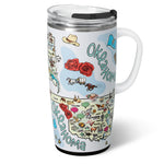 Oklahoma themed insulated travel mug with handle and lid 22oz stainless steel design