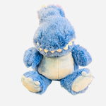 Blue T-Rex Warmies plush with fluffy texture, gentle features, and microwavable lavender scented weighted filling