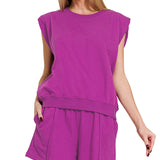 Light Plum Cap Sleeve Short Set