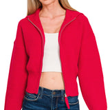 Ruby Collared Zip Up Sweater